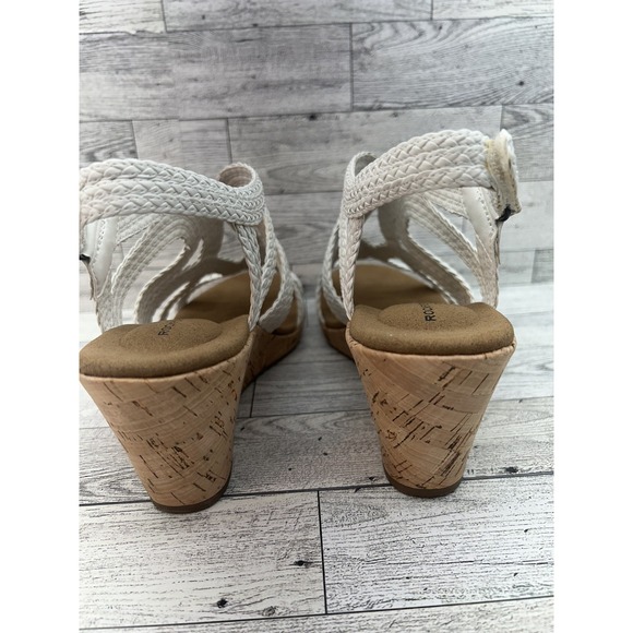 Rockport Shoes Womens Size 9 White Wedge Sandals Cork Platform Strappy‎ TruTECH - Picture 5 of 15